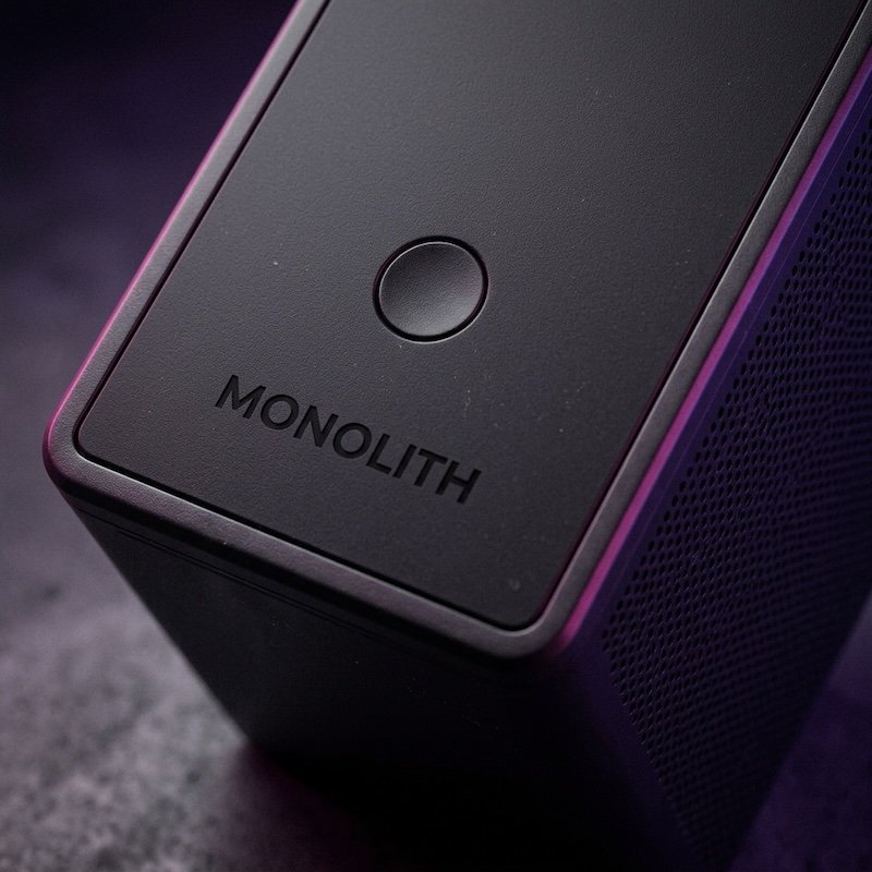 MONOLITH speaker in the Blackout finish, macro.