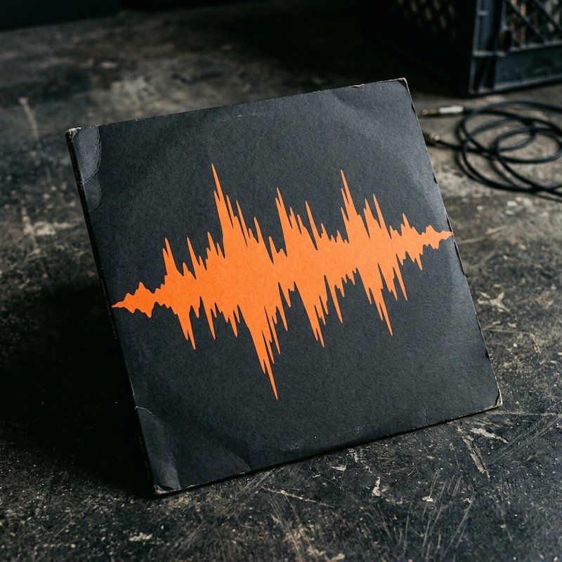 Vinyl sleeve one, waveform cover, duotone.