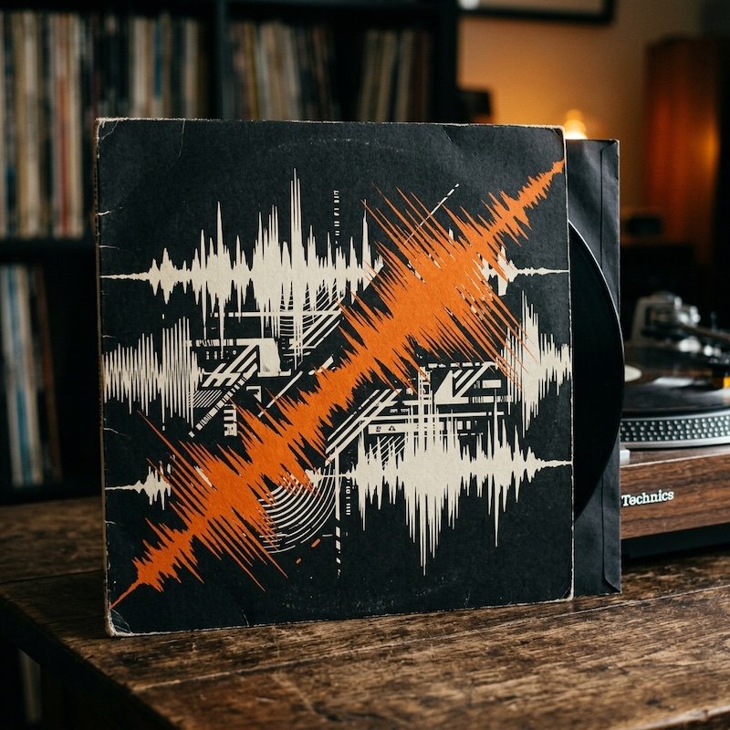 Vinyl sleeve two, waveform cover, duotone.